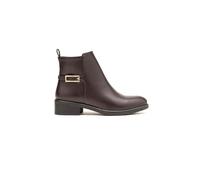 Bottines Femme à Petit Talon Carré | Boots Classiques en Similicuir | Facile à Enfiler avec Côté Élastique et Boucle Dorée (68323 Marron, Système Taille Chaussures EU, Adulte, Numérique, Moyen, 39)