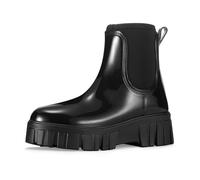 Bottines Femme, Antidérapant Pluie Impermeable Bottines Jardinage Caoutchouc Extérieur Chaussure Randonnées Mi Saison Couleur Unie Bottes, Black 01, 37
