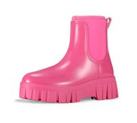 Bottines Femme, Antidérapant Pluie Mi Saison Chaussure Impermeable Randonnées Caoutchouc Bottes Extérieur Jardinage Couleur Unie Bottines, Hot Pink, 37