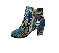 Bottines Femme avec Fermeture Éclair Bottes en Cuir à Imprimé Serpent Chaussure de Travail pour l'extérieur Mode Confortables Botte de Randonnée Marche Montange Jardin Chaussures Western Tendance