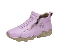 Bottines Femme Bottes À Plateforme Chaussures Montantes Randonnée Marche Extérieur Antidérapant Fermeture Éclair Bottines de Sport Automne Hiver Chaussures Femme (Purple, 40)