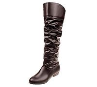 Bottines Femme Bottes Cowboy Femme Fourrées Et Boots Bottines Compensées Botte Mollet Large Cuir Equitation Chaussure Hiver Bottine Talon Haute Chaussures Pieds Larges Cavalieres Confortable,43