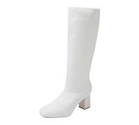 Bottines Femme Bottes Mode Talon Épais Hautes Extensibles Slim Élégantes Chaussures Chic Fermeture Zip Grande Taille Automne Hiver Soirée