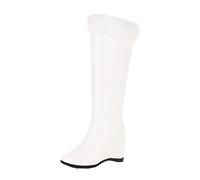 Bottines Femme Bout Pointu Grande Taille Bottine Fermeture Eclair Botte Couleur Unie Bottes Cuir Boot Couleur Unie Chaussure Mollet Haute Bottine Moumoute Botte Bottines Fourrées Femme Remonte