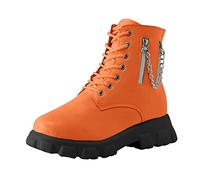 Bottines Femme Chic Et Elegante, Bottines Été Femme Cuir, avec Chaîne Et Fermeture Éclair Latérale, Semelle Épaisse Stable Et Confortable, Chaussures Mode Élégantes pour Quotidien Automne-Hiver