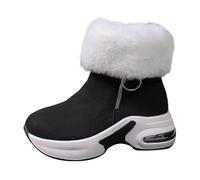 Bottines Femme Compensé Chaud Femme Bottes De Neige À Semelle Épaisse Et Bord En Peluche Chaussures d'Hiver Orthopédiques Semelle Antidérapant Tendances Boots 42