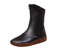 Bottines Femme Cuir à Zip Bottine Femme Plate Chic et Élégant Chaussure Bottines Confortable Boots Imperméable Antidérapantes Botte Uni de Mariage Travail Bottes Chaudes Hiver Chaussures Confort Chic