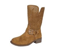 Bottines Femme Cuir Ajourées Mi-Mollet Fermeture Zip Latérale Chaussures Montantes Élégantes Design Respirant Style Moderne Confort Quotidien Automne Hiver