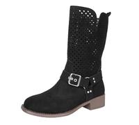 Bottines Femme Cuir Ajourées Mi-Mollet Fermeture Zip Latérale Chaussures Montantes Élégantes Design Respirant Style Moderne Confort Quotidien Automne Hiver