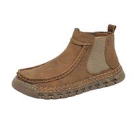 Bottines Femme Cuir, Boots Femme Bout Rond Large, Basket Montante, Panneau Élastique Latéral, Semelle Crantée Antidérapante Souple, Languette Arrière | Quotidien, Ville, Marche, Printemps Automne