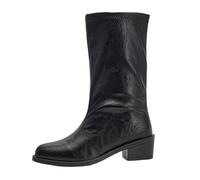 Bottines Femme Cuir Chic et Élégant Bottes pour Femme Talon Petit Mi-Mollet Chaussures Confortable Boots Hiver Chaud Botte Vintage Bottes Santiags Confort Chic Bottine Style Western Chaussure Bottines