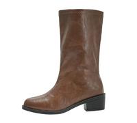 Bottines Femme Cuir Chic et Élégant Bottes pour Femme Talon Petit Mi-Mollet Chaussures Confortable Boots Hiver Chaud Botte Vintage Bottes Santiags Confort Chic Bottine Style Western Chaussure Bottines