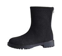 Bottines Femme Cuir Chic et Élégant Bottine Femme Plate à Zip Chaussure Bottines Hiver Chaudes Bottes Petit Talon de Mariage Travail Botte Uni Boots Confortable Chaussures Confort Chic Antidérapantes