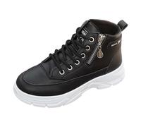 Bottines Femme Cuir Confort Chic Bottine Basket Montante Femme Plateforme à Zip Chaussure Bottines à Lacets Bottes Boots de Sport Décontracté Chaussures Automne Hiver Confortable Botte Chic et Élégant