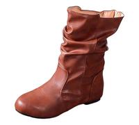 Bottines Femme Cuir Médiévale Gothique Vintage Mode Bottines Cowboy Femme Steampunk Bottes Mi-Mollet Hiver Boots Talon Carré Bout Pointu Chaussures
