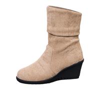 Bottines Femme Daim Chic et Élégant Bottes Femme Talon Mi-Mollet Bottines Chaussures Compensées Confort Chic Boots Hiver Chaudes Bottes Santiags Botte Vintage Bottine Confortable Chaussure Compensee