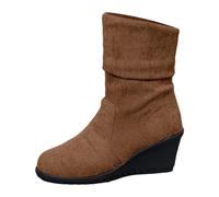 Bottines Femme Daim Chic et Élégant Bottes Femme Talon Mi-Mollet Bottines Chaussures Compensées Confort Chic Boots Hiver Chaudes Bottes Santiags Botte Vintage Bottine Confortable Chaussure Compensee