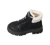 Bottines Femme d'Hiver Lacets Doublure En Peluche Chaude Rétro Bottes Courtes Plates Semelle Antidérapant Chaussures de Marche Légères Confortables Femmes 43