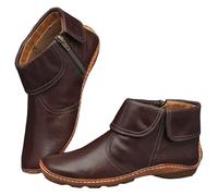 Bottines Femme en Cuir, Bottines Classiques à Fermeture Éclair Latérale, Chaussures Confortables Semelle Plate pour Allure Stylée Quotidienne, Bottines à Coutures Détaillées - Idéales pour le Travail