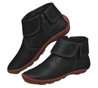 Bottines Femme en Cuir, Bottines Classiques à Fermeture Éclair Latérale, Chaussures Confortables Semelle Plate pour Allure Stylée Quotidienne, Bottines à Coutures Détaillées - Idéales pour le Travail