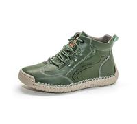 Bottines Femme en Cuir - Couture Apparente, Basket Montante à Lacets, Bout Rond Fermé, Baskets Sneakers Tige Mi-Haute, Semelle Souple Antidérapante pour Running, Sport, Ville et Quotidien