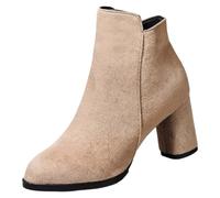 Bottines Femme en Suédine, Semelle Épaisse, Bout Pointu, Automne Hiver | La semelle épaisse donne une allure affirmée; cette bottine femme va avec robe, jupe ou jean pendant l’automne-hiver.