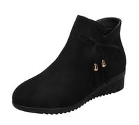 Bottines Femme Grande Taille Compensées Bottes Courtes Chic et Elegant Fermeture éclair Rétro Legeres Extérieur Antidérapant Mode Confortable Casual Boots Chaussures 38 Noir