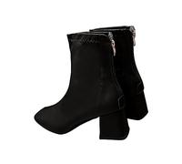 Bottines femme grossiers Hautes À Talons daim Femmes Bottes loisirs Imperméables Vintage Chaussures de botte pour femme Tige large Moderne Couleur unie Chaudes Elégantes fermeture éclair