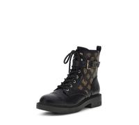 GUESS Chaussures amphibiennes pour femme en similicuir noir/imprimé multilogo, Noir , 38 EU