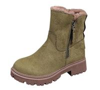Bottines Femme Hiver Bottes Femme Talon Compensé Confortables Bottines à Fermeture Éclair Antidérapante Légères Botte Bout Fermé Chaudes Élégantes Chaussures Chaussures Mariage armée verte 37