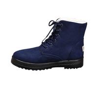 Bottines Femme Hiver Neige avec Doublure Polaire Lacets Légères Et Chaudes Rétro Bottes Courtes De Marche Plates Antidérapant Boots Chaussures Femme (Blue, 39)