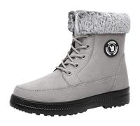 Bottines Femme Hiver Neige Chaud Et Polaire Fourrées Coupe-Vent Confortable Bottes Courtes Plates Légères Antidérapant Automne Chaussures Femme (Grey, 39)