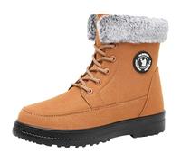 Bottines Femme Hiver Neige Chaud Et Polaire Fourrées Coupe-Vent Confortable Bottes Courtes Plates Légères Antidérapant Automne Chaussures Femme (Yellow, 40)