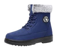 Bottines Femme Hiver Neige Chaud Et Polaire Fourrées Coupe-Vent Confortable Bottes Courtes Plates Légères Antidérapant Automne Chaussures Femme (Blue, 41)
