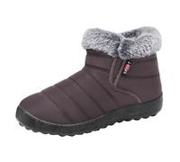 Bottines Femme Hiver Neige Plates Chaud Et Polaire Fourrées Confortable Bottes Courtes Légères Antidérapant Boots en Coton Automne Chaussures Femme (Coffee, 40)