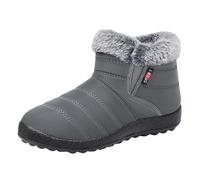 Bottines Femme Hiver Neige Plates Chaud Et Polaire Fourrées Confortable Bottes Courtes Légères Antidérapant Boots en Coton Automne Chaussures Femme (Grey, 39)