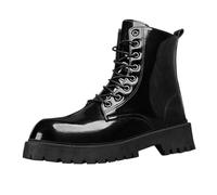 Bottines Femme Homme Plateforme Lacets Bout Rond Bottes Courtes en Similicuir Semelle Épaisse Antidérapante Légères Style Britannique Tendance Chaussures Femme Automne Hiver 37