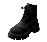 Bottines Femme Homme Rétro Bottines De Randonnée Couples Antidérapant Style Britannique Bout Rond Plateforme Lacets Bottes Courtes Tendance Boots Automne et Hiver 36