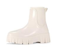 Bottines Femme, Jardinage Antidérapant Couleur Unie Bottes Pluie Caoutchouc Mi Saison Bottines Extérieur Randonnées Impermeable Chaussure, White 01, 37