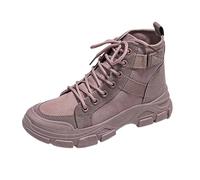 Bottines Femme Lacets Bottes Courtes de Randonnée Respirantes Montantes Toile Chaussures avec Semelles Antidérapantes Bout Rond Légères Automne Hiver Chaussures Femme (Purple, 40)