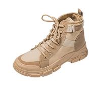 Bottines Femme Lacets Bottes Courtes de Randonnée Respirantes Montantes Toile Chaussures avec Semelles Antidérapantes Bout Rond Légères Automne Hiver Chaussures Femme (Khaki, 40)