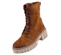 Bottines Femme Mustang - Marron - Talon Carré 5cm - Lacets - Tige Moyenne en Synthétique 38