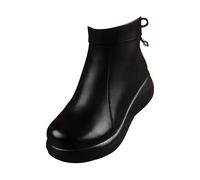 Bottines Femme Plateforme Bout Rond Bottes Courtes en Similicuir Antidérapant Léger Bottines Automne Hiver Boots Chaussures Femme Tendances (Black, 40)