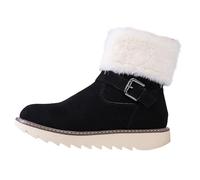 Bottines Femme Plates Doublées De Polaire Chaude Bottes De Neige Chaussures En Coton d'Hiver Semelle Antidérapante Légères Confortable Tendances Boots Chaussures 43