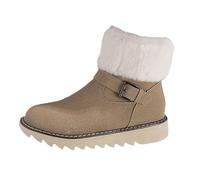 Bottines Femme Plates Doublées De Polaire Chaude Bottes De Neige Chaussures En Coton d'Hiver Semelle Antidérapante Légères Confortable Tendances Boots Chaussures 42