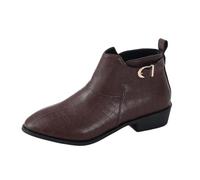 Bottines Femme Pointu Bottine Plateforme En Cuir Pu Plateforme Talon Carré | Botte Avec Sangle De Boucle Bottes Mi-Millet Boot Couleur Unie Bottine Basse Bottines Waterproof Botte Décontracté Bottes