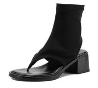 Bottines Femme Sandales À Talon Bout Ouvert Talon Bloc Sandales Montantes À Brides avec Zip Latéral pour Vacances D'Été Et Voyage Semelle Légère,LY,36 EU