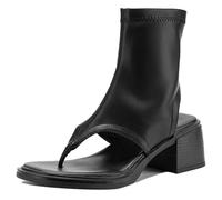 Bottines Femme Sandales À Talon Bout Ouvert Talon Bloc Sandales Montantes À Brides avec Zip Latéral pour Vacances D'Été Et Voyage Semelle Légère,PU,34 EU