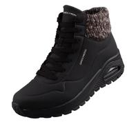 Bottines Femme Skechers Noir - Bottine en matière synthétique avec polaire chaude - Lacets - Talon compensé 36