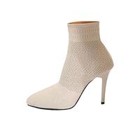 Bottines Femme Talon Aiguille Mode Hiver Chaud Bottines Sexy Vintage Bottines Antidérapant Confortables Boots Cowboy Western Bottes Talon Epais Respirant Bottine Femme Décontractées Boots